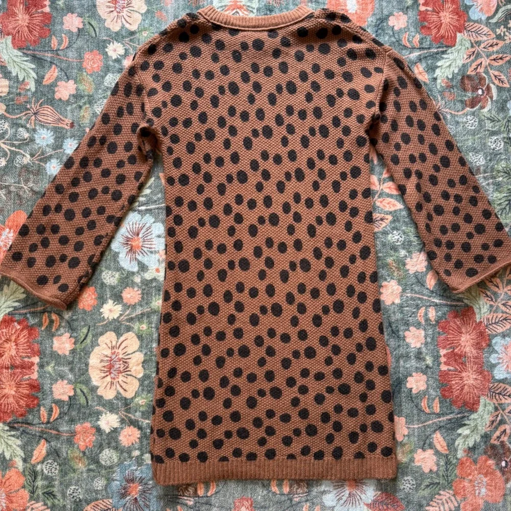 Madewell‎ Merino Wool Polka Dot Sweater Dress Brown Black K2826 Womens Medium - Picture 10 of 10